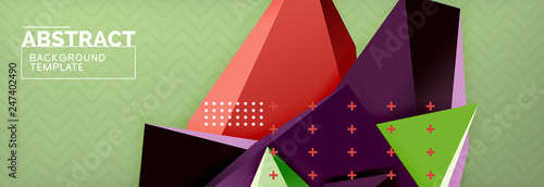 3d triangular shapes geometric background. Origami style pattern with triange shapes for decorative design. Poster design. Line design. Modern presentation template