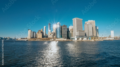 Amazing Manhattan Skyline downtown view from Hudson River