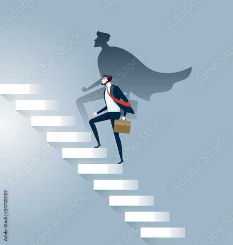 Businessman superhero successful in career ladder concept - Business Concept Vector