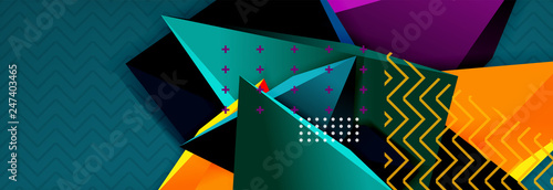 3d triangular shapes geometric background. Origami style pattern with triange shapes for decorative design. Poster design. Line design. Modern presentation template