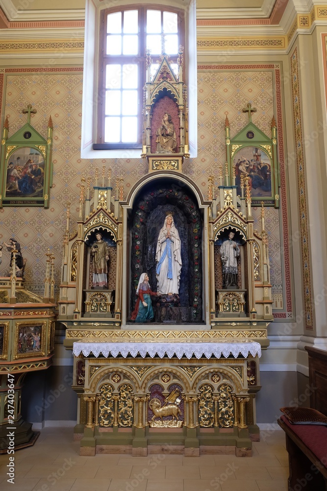 Altar of Our Lady of Lourdes in the church of Saint Matthew in Stitar, Croatia 