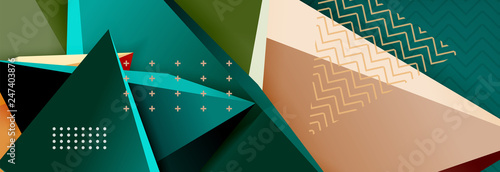 3d triangular shapes geometric background. Origami style pattern with triange shapes for decorative design. Poster design. Line design. Modern presentation template