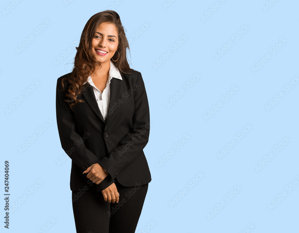 Full body young busines woman cheerful with a big smile Full body young busines woman cheerful with a big smile