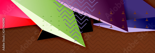 Vector 3d triangular shapes abstract background, origami futuristic template with lines