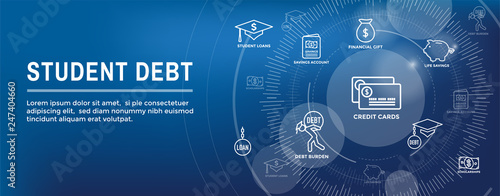 Graduate Student Loan Icon - Student Loan Graphics for Education Financial Aid or Assistance, Government Loans, and Debt