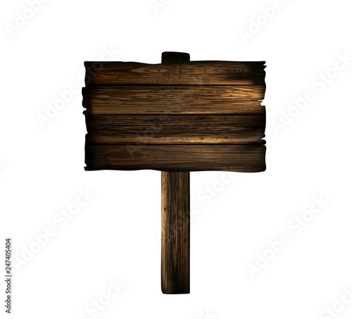 Wooden sign board isolated on white
