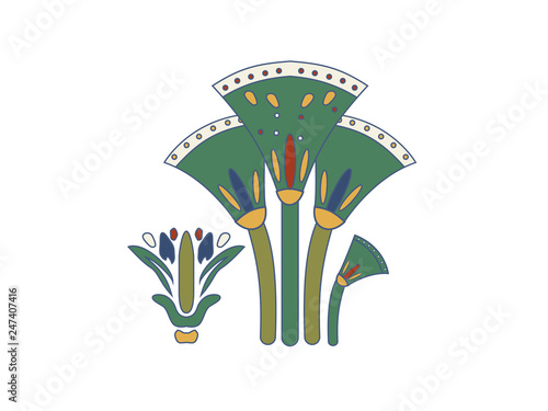 Cane stems and seeds compostion, ornamental cane element of Ancient Egypt.