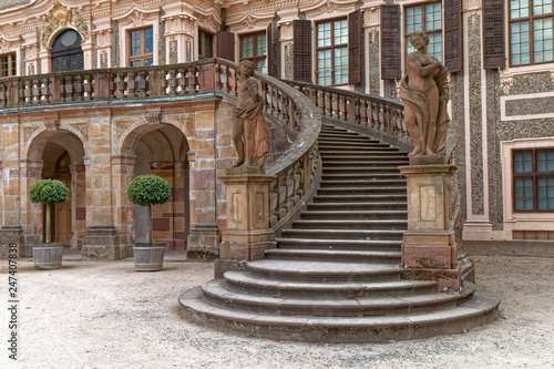 Rastatt, Germany – stone, antique stairs of the old castle.
