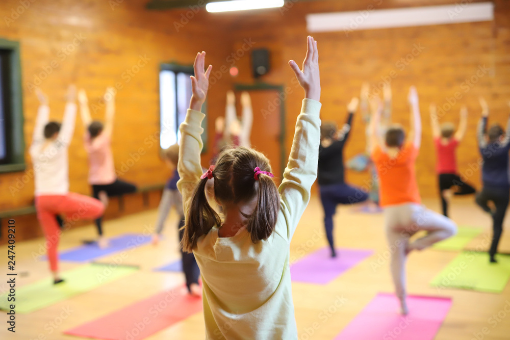Yoga classes for children - obrazy, fototapety, plakaty 