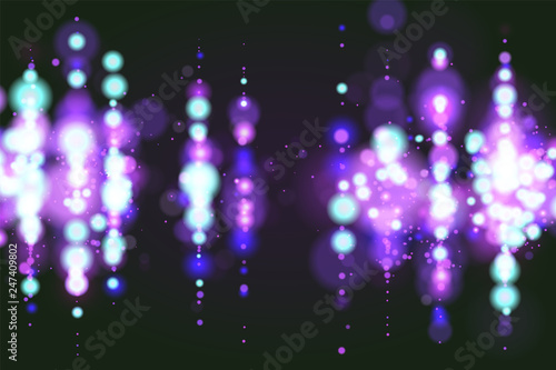 Blue bokeh sparkle glitter lights luxury glamor background. Abstract defocused circular party magic christmas background. New year glamorous elegant, shiny, blue christmas background. EPS 10.