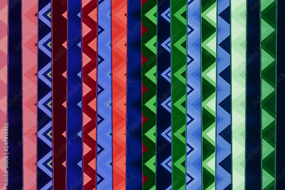 Multicolored lines with zig zag pattern inside, abstract background Multicolored lines with zig zag pattern inside, abstract background