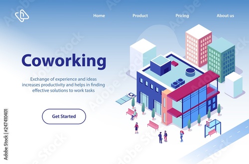 Coworking Business Center Isometric Vector Website