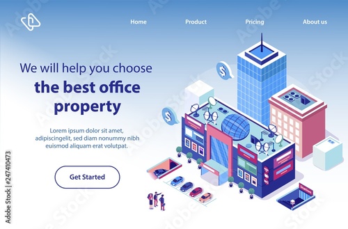 Real Estate for Business Isometric Vector Website