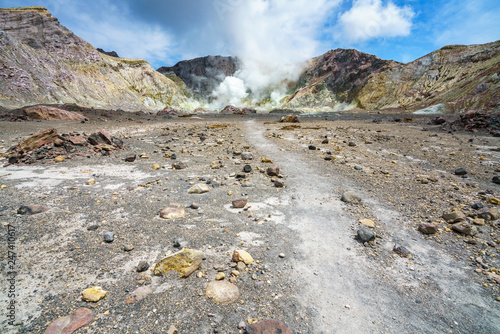 smoke in volcanic crater on white island,new zealand 16 photo