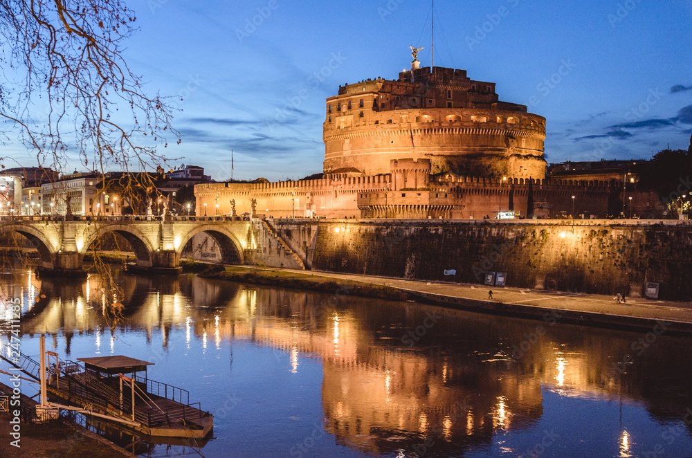 Rome, Sant'Angelo Castle at night