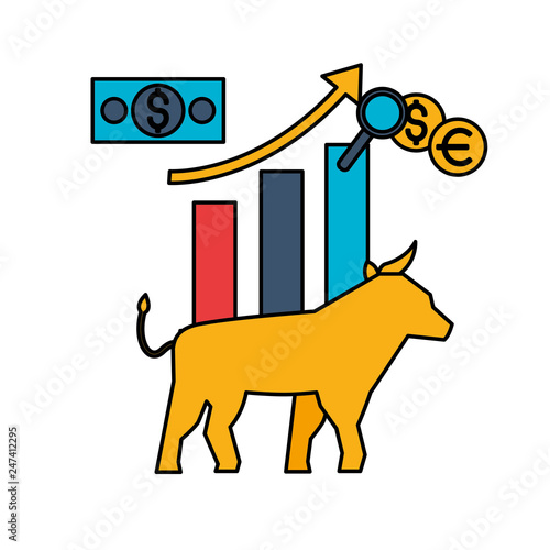bull chart coins banknote money stock maket