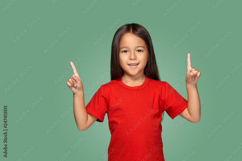 Little girl with fingers to the side Little girl with fingers to the side