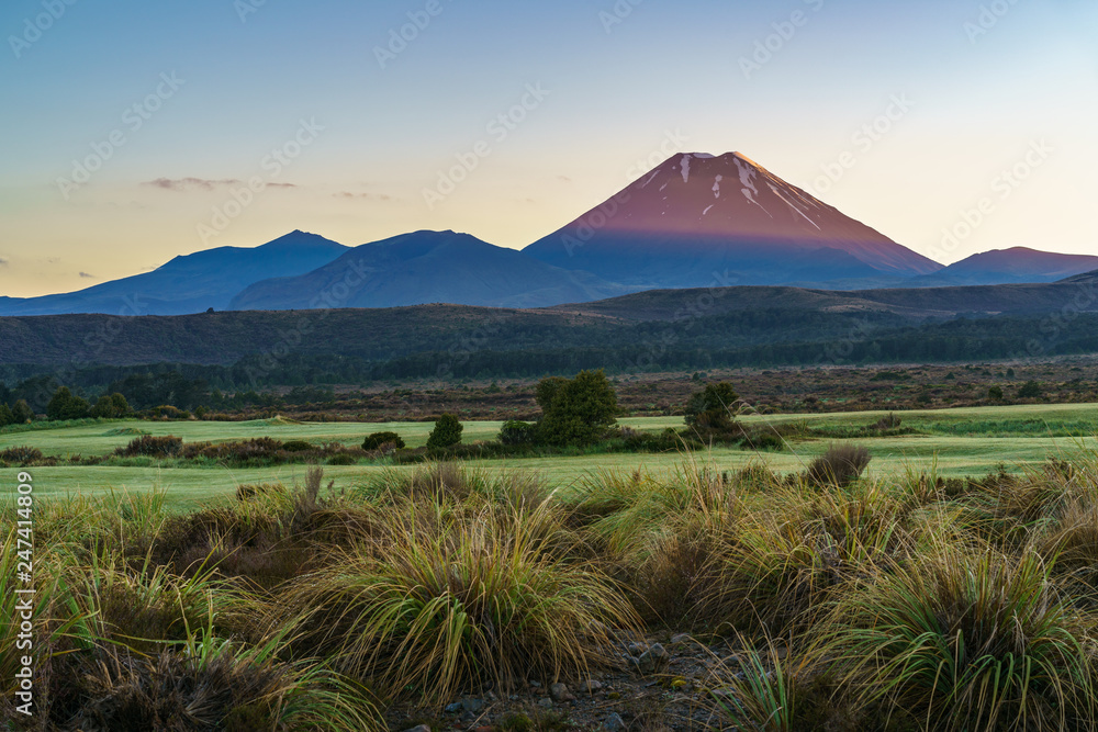 Cone volcano,sunrise,Mount Ngauruhoe,New Zealand 9