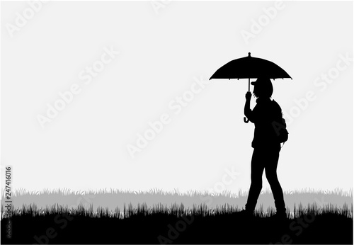 Silhouette people walking.