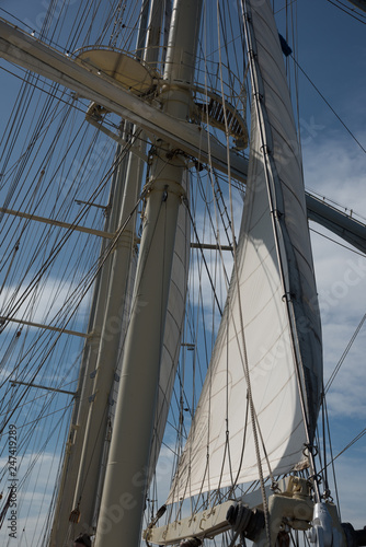 Mast and sail lines of large sail boat