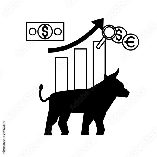 bull chart coins banknote money stock maket