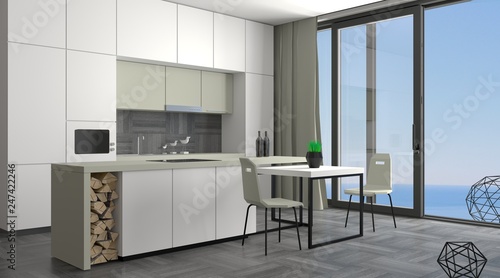 Modern  kitchen with window