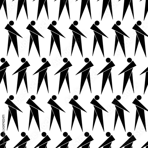 Vector seamless pattern. Abstract silhouette of a man on an isolated white background.