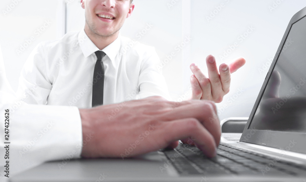 Businessman using laptop computer Businessman using laptop computer