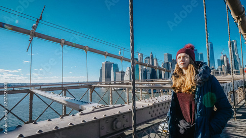 Amazing view over the skyline from Brooklyn Bridge New York