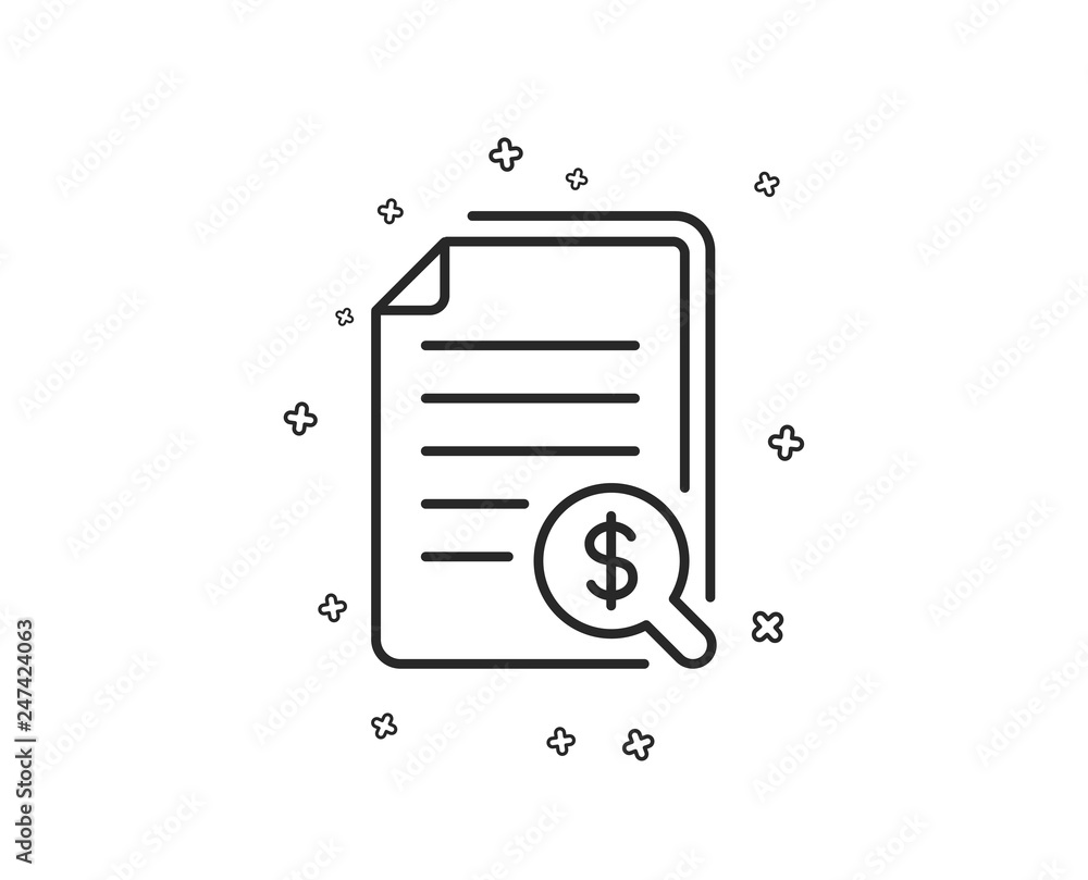 Financial documents line icon. Audit or accounting sign. Check