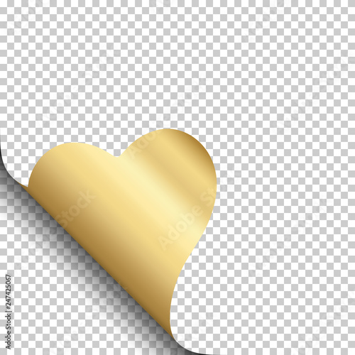 Curly Page Corner Heart, isolated.