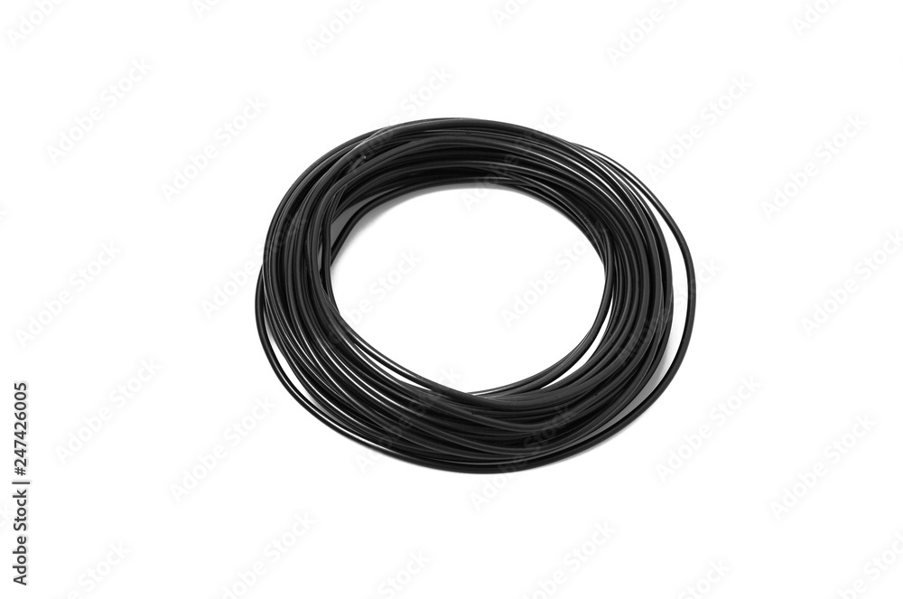 Close up view of the black Power Electrical Cable Wire bundle isolated. Close up view of the black Power Electrical Cable Wire bundle isolated.