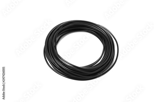 Close up view of the black Power Electrical Cable Wire bundle isolated. 
