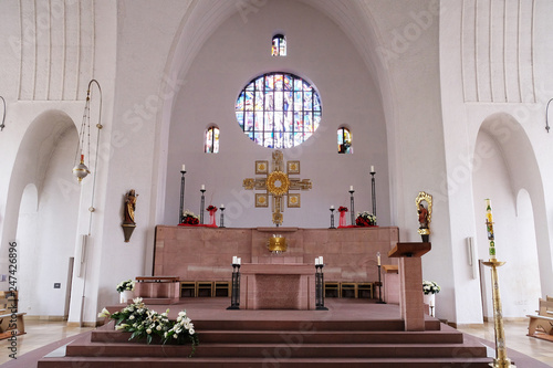 Main altar in the Saint Lawrence church in Kleinostheim, Germany 