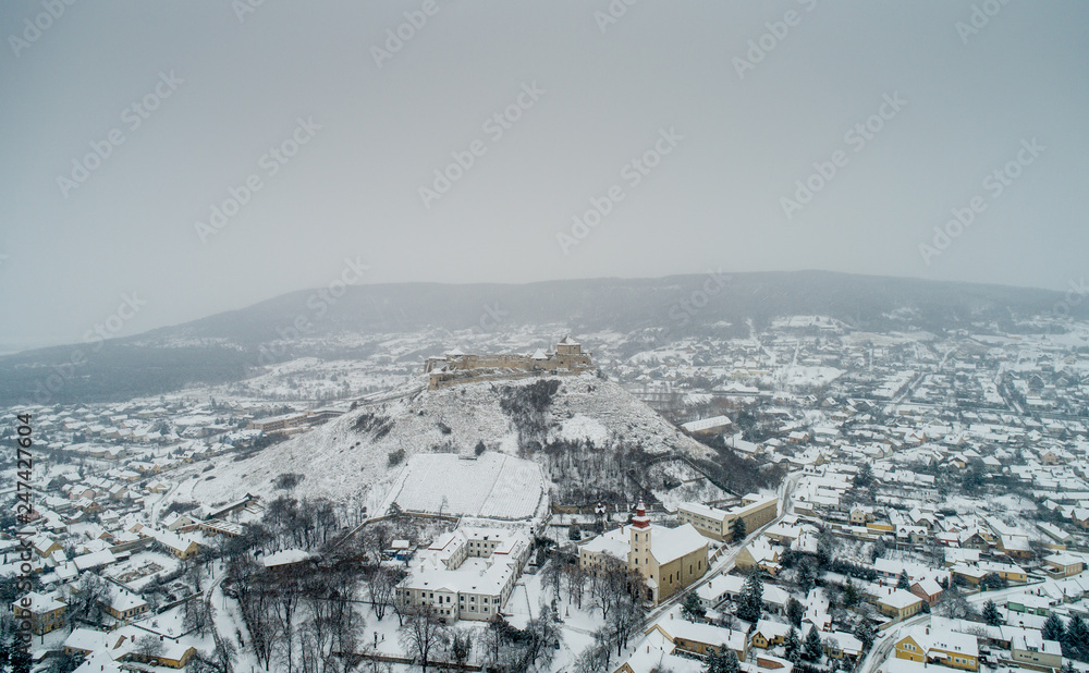 Obraz premium Fortress of Sumeg, Hungary at winter