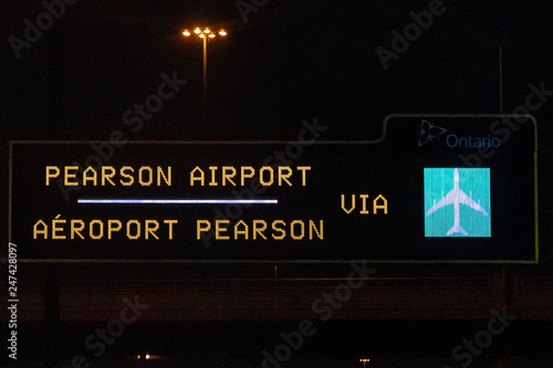 Photography Toronto, Canada, Airport Sign in Highway 401