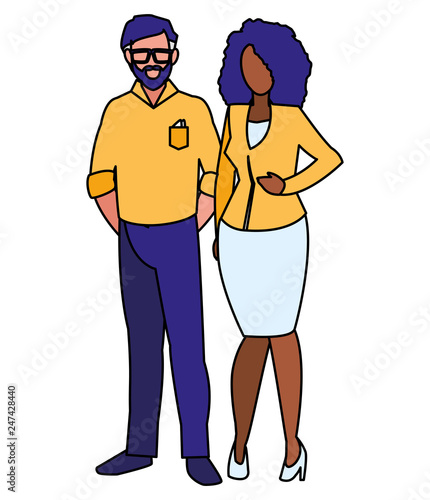 young interracial couple avatars characters © djvstock