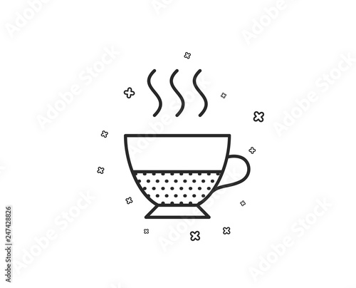 Doppio coffee icon. Hot drink sign. Beverage symbol. Geometric shapes. Random cross elements. Linear Doppio icon design. Vector