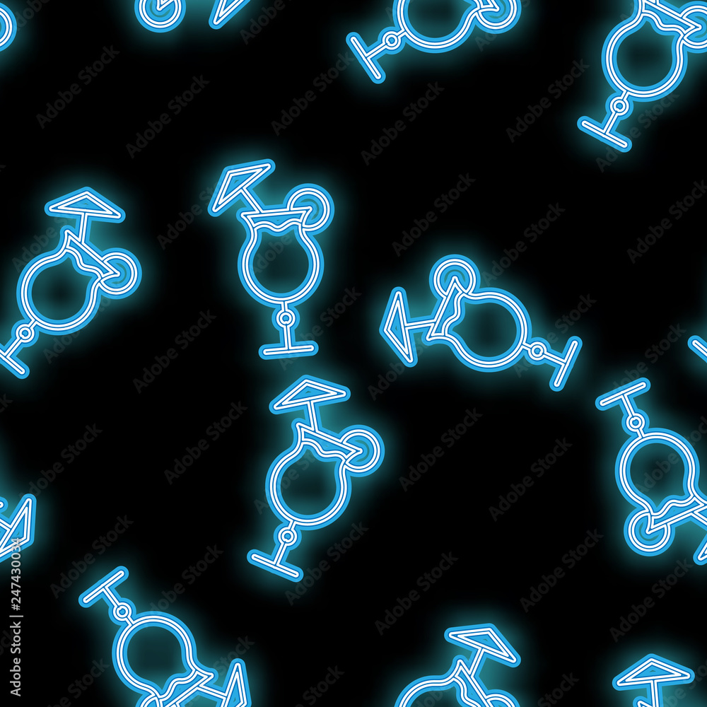 seamless pattern with neon bright glowing flashing text bar on