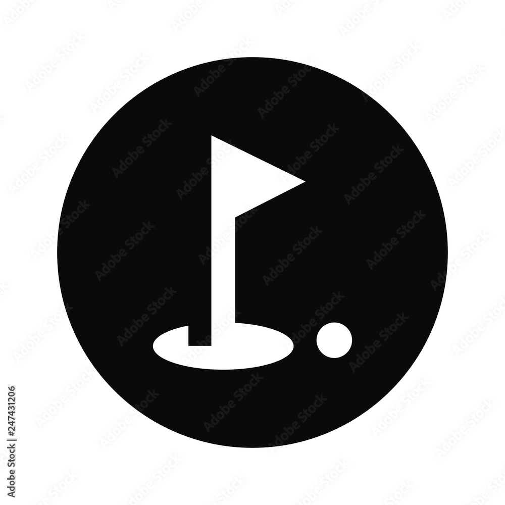 Golf flag and ball icon vector Golf flag and ball icon vector