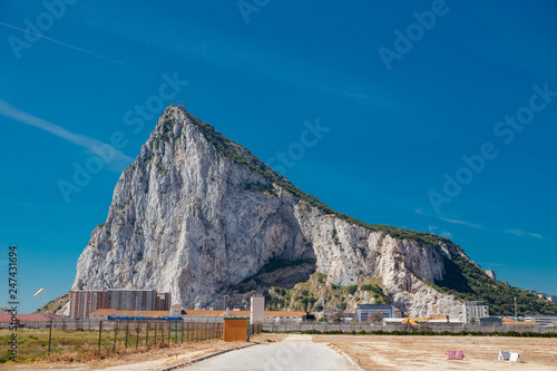 Gibraltar, SPAIN - MAY 2018:View to the rock of Gibraltar