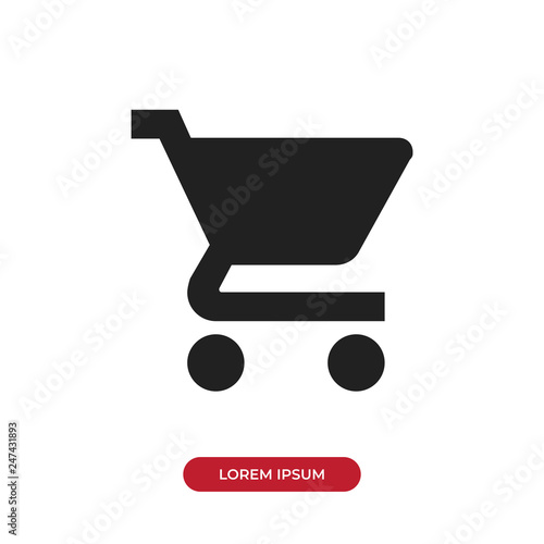 Filled Shopping cart icon vector isolated on white background. Modern symbol in trendy flat style for mobile app and web design.