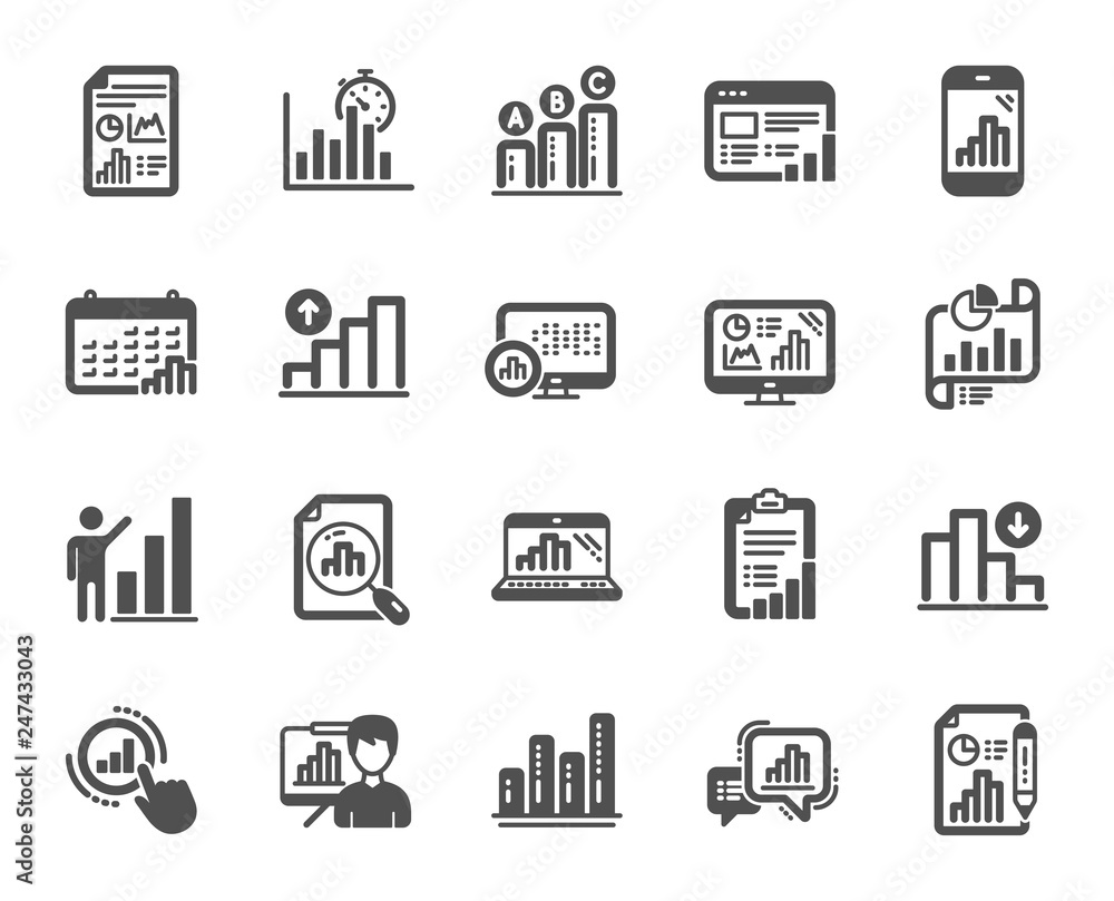 Graph icons. Set of Chart presentation, Report, Increase growth graph icons. Analytics testing, Falling demand, Pie chart report. Calendar statistics, Stats. Ab testing, Increase sales. Vector Graph icons. Set of Chart presentation, Report, Increase growth graph icons. Analytics testing, Falling demand, Pie chart report. Calendar statistics, Stats. Ab testing, Increase sales. Vector
