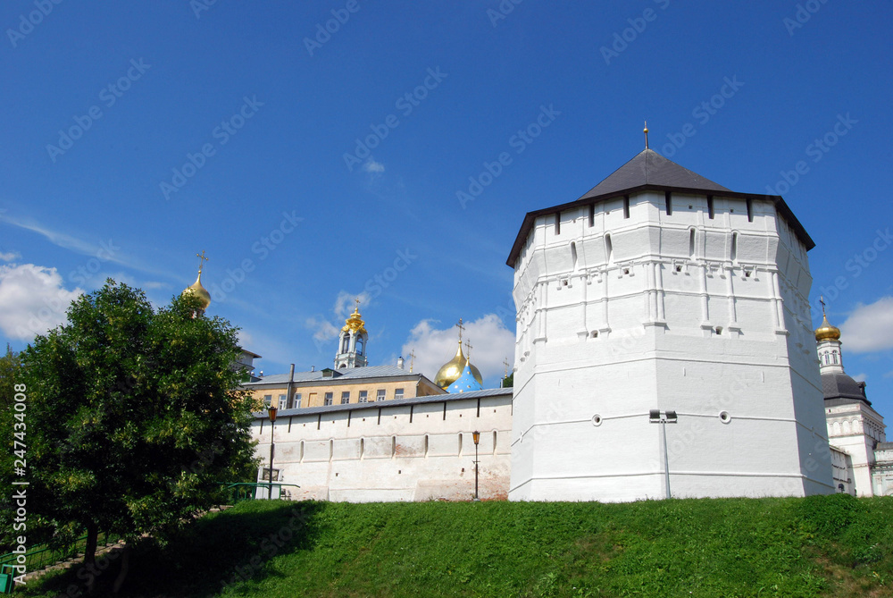 The walls of St.Sergius Holy Trinity Monastery in Sergiev Posad, Russia