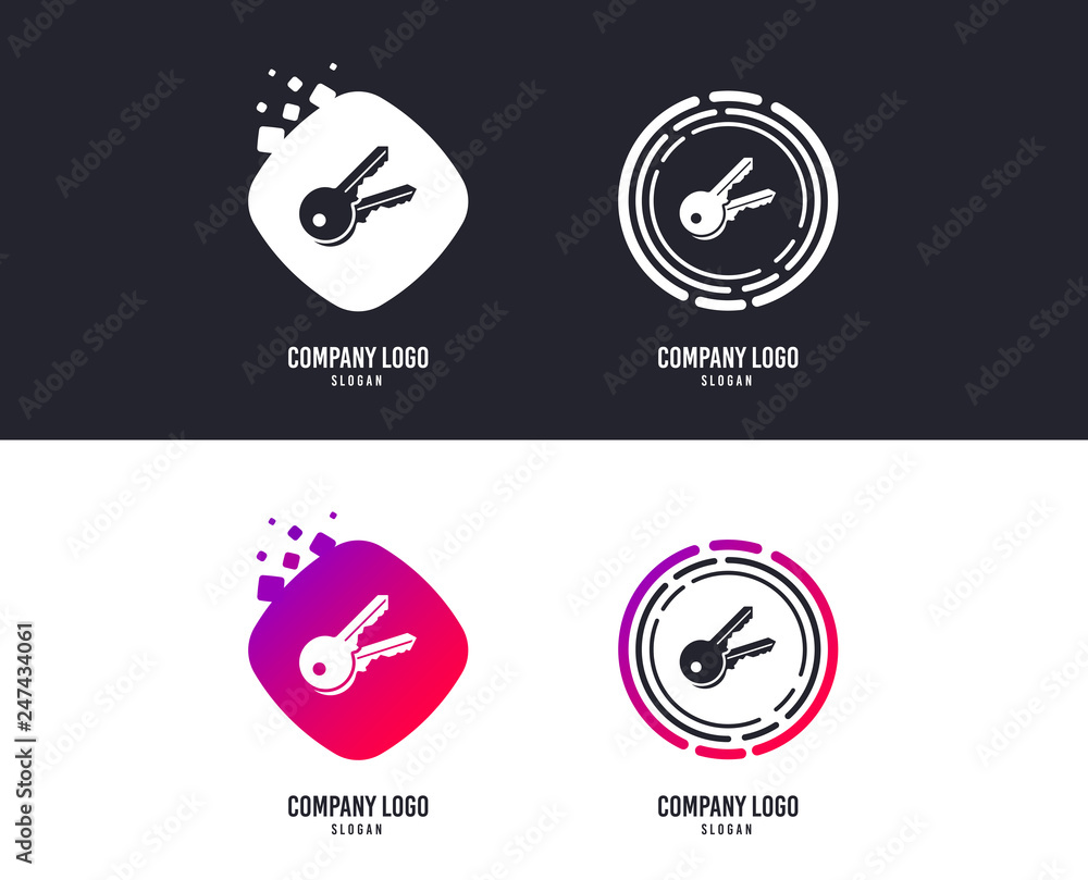 Logotype concept. Keys sign icon. Unlock tool symbol. Logo design. Colorful buttons with icons. Vector