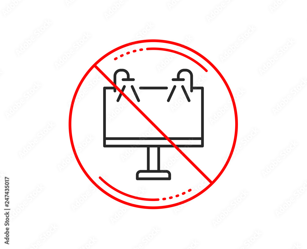 No or stop sign. Road Ads banner line icon. Advertisement symbol. Business offer sign. Caution prohibited ban stop symbol. No  icon design.  Vector