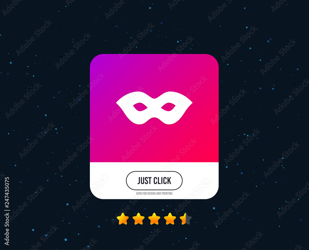 Mask sign icon. Anonymous spy access symbol. Web or internet icon design. Rating stars. Just click button. Vector Mask sign icon. Anonymous spy access symbol. Web or internet icon design. Rating stars. Just click button. Vector
