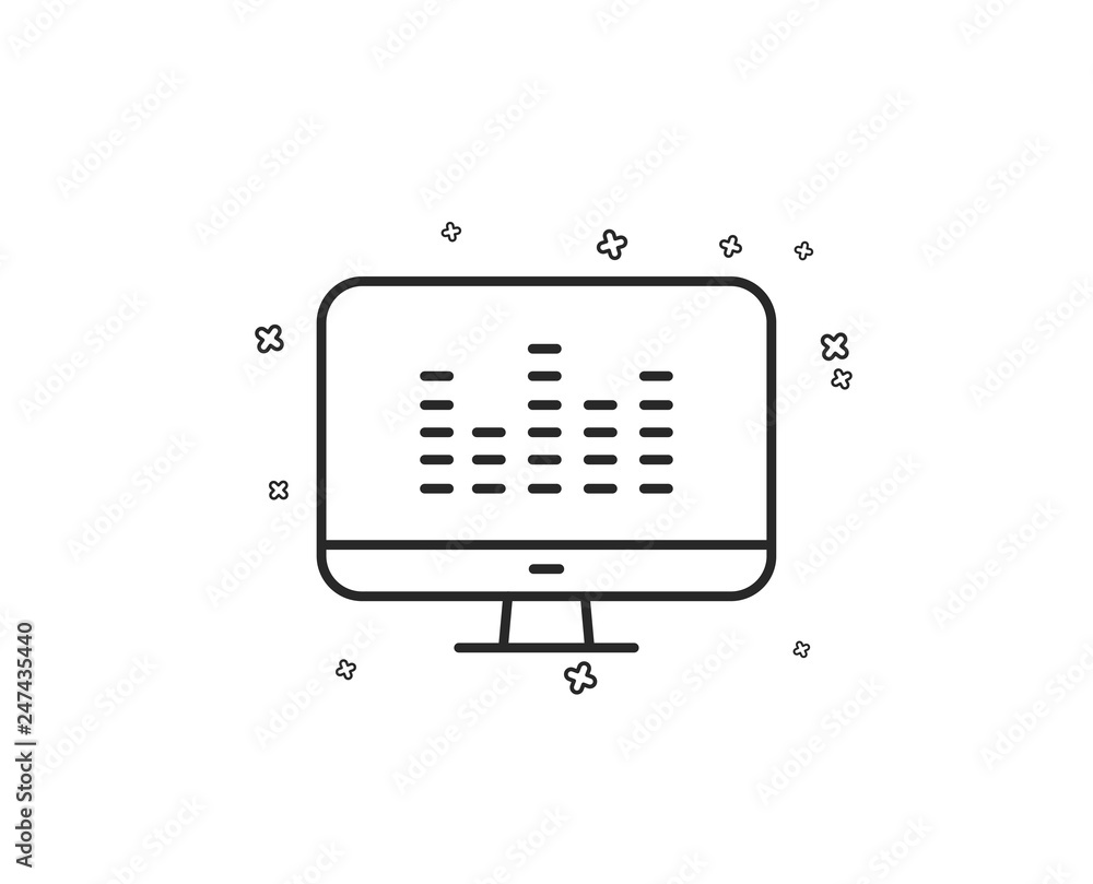 Music making line icon. DJ app sign. Musical device symbol. Geometric shapes. Random cross elements. Linear Music making icon design. Vector Music making line icon. DJ app sign. Musical device symbol. Geometric shapes. Random cross elements. Linear Music making icon design. Vector