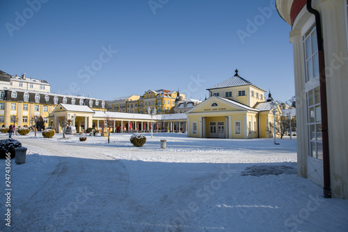 Center of small spa town Frantiskovy Lazne (Franzensbad) in west part of Czech Republic (region Karlovy Vary)