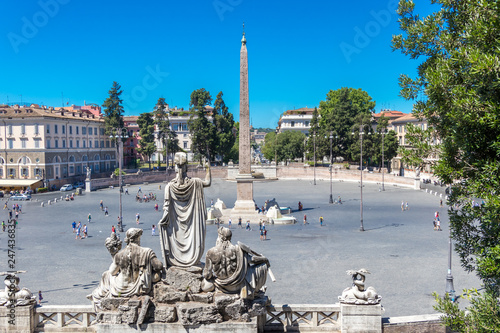 Photography Rome, Italy - July 3, 2017: The Piazza del Popolo and Flaminio Obelisk